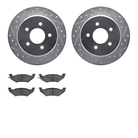 DYNAMIC FRICTION CO 7502-56046, Rotors-Drilled and Slotted-Silver with 5000 Advanced Brake Pads, Zinc Coated 7502-56046